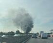Bari, incendio nei pressi della strada statale 16: alta colonna di fumo nero visibile da chilometri – VIDEO