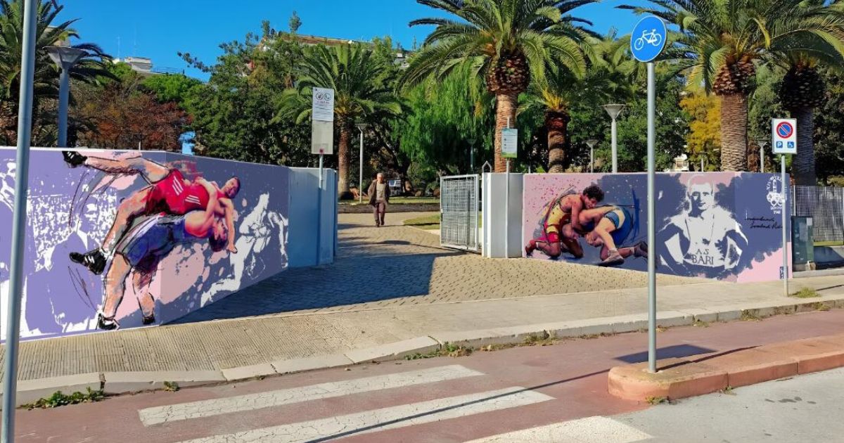 Galleria foto 'Arte urbana e sport a Bari, al Giardino Morvillo inaugurato un nuovo murale: «Celebra la lotta greco-romana» – FOTO' - foto 4
