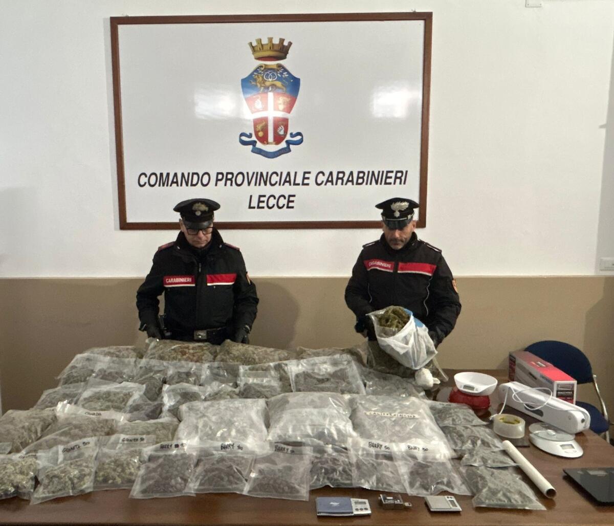 Stalla trasformata in deposito di droga: sequestrati 11,5 kg di marijuana, arrestato 23enne salentino – FOTO