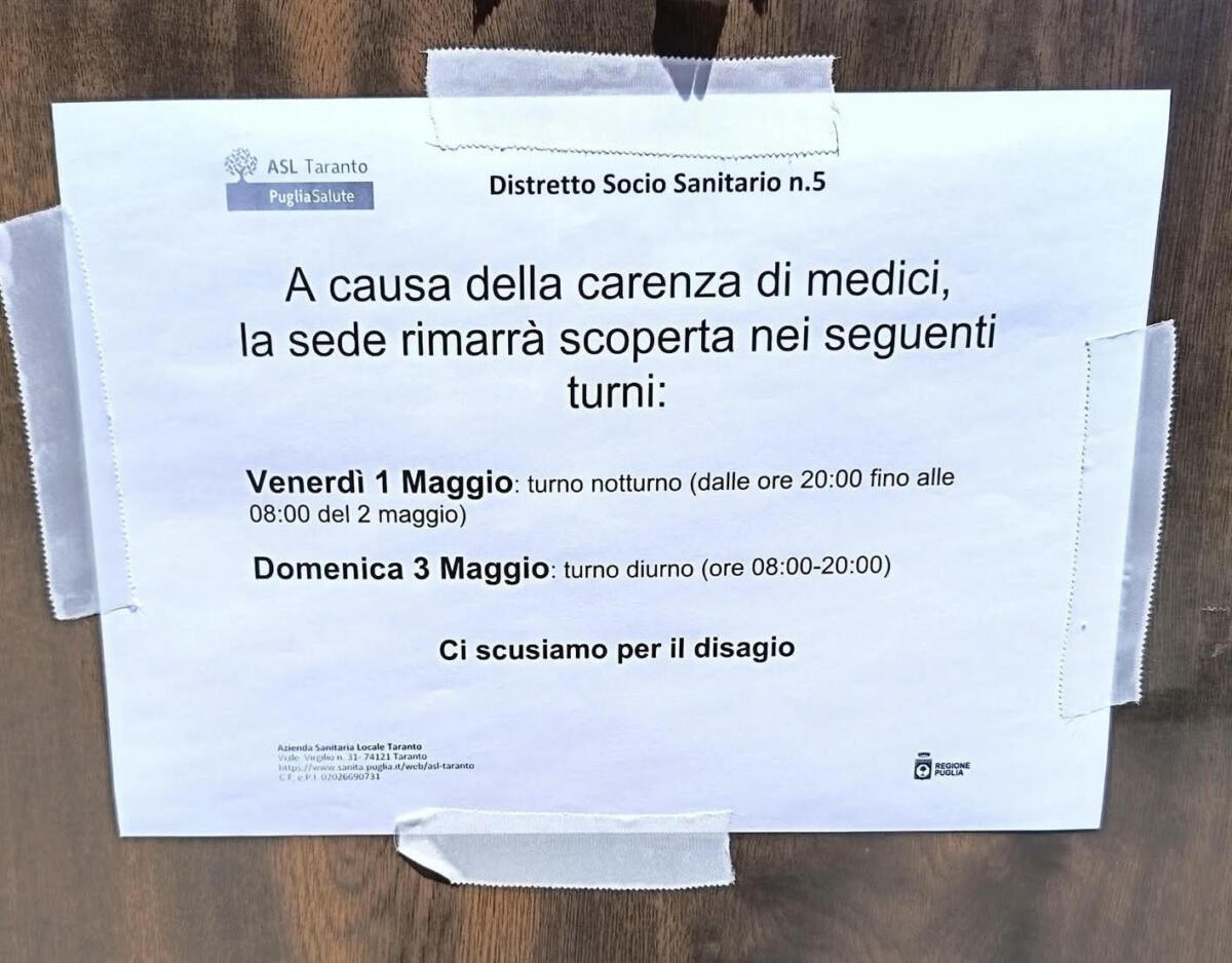 Galleria foto 'Martina Franca, manca il personale: interrotto il servizio di guardia medica. FdI protesta: «Inaccettabile»' - foto 1