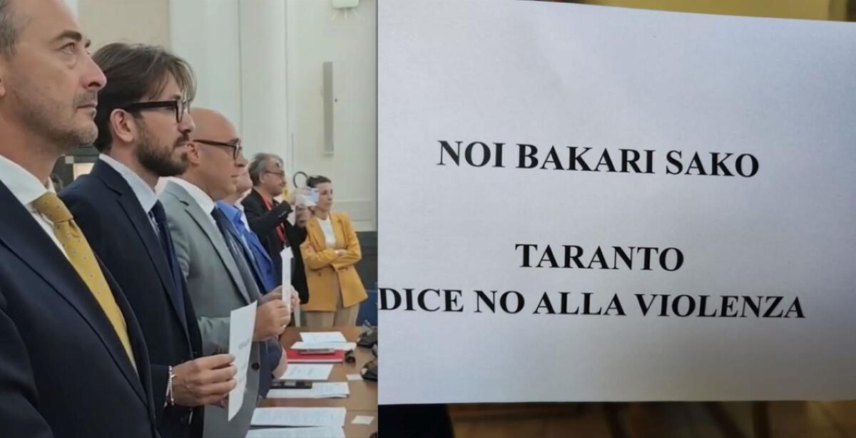 Omicidio Sako, Taranto contro il razzismo: minuto di silenzio e solidarietà delle istituzioni in Consiglio comunale Omicidio Sako, Taranto contro il razzismo: minuto di silenzio e solidarietà delle istituzioni in Consiglio comunale