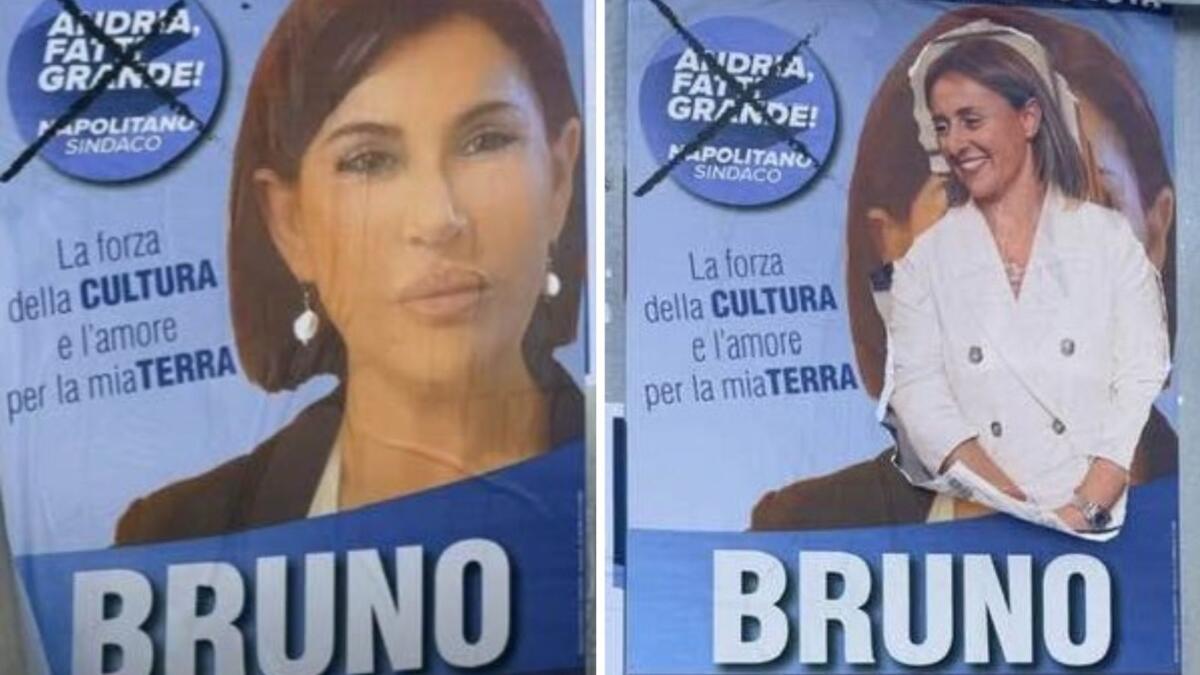 Galleria foto 'Andria, il collage sul manifesto elettorale: la foto della sindaca al posto dell’avversaria omonima' - foto 1