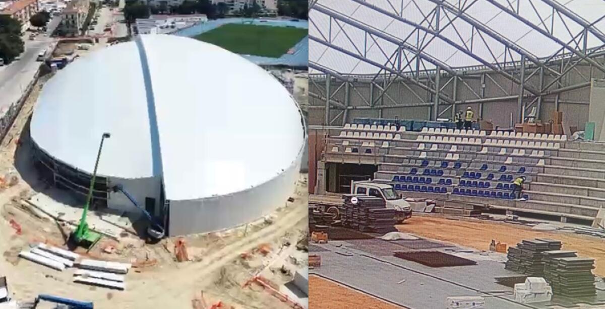 Galleria foto 'Giochi del Mediterraneo, il PalaRicciardi prende forma: «Sarà tra i più grandi impianti di atletica indoor d’Europa»' - foto 1