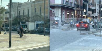 Bari, camioncini sulle ciclabili e auto sulle basole appena posate: scattano i controlli