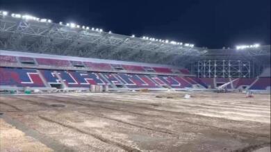Giochi del Mediterraneo, luci allo “Iacovone”. Ferrarese: «Il futuro? Grande determinazione del Taranto calcio» – VIDEO