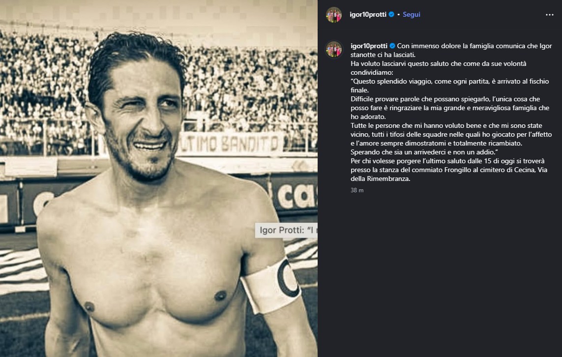 È morto Igor Protti, addio allo “zar”: l’ex attaccante del Bari si è spento a 58 anni