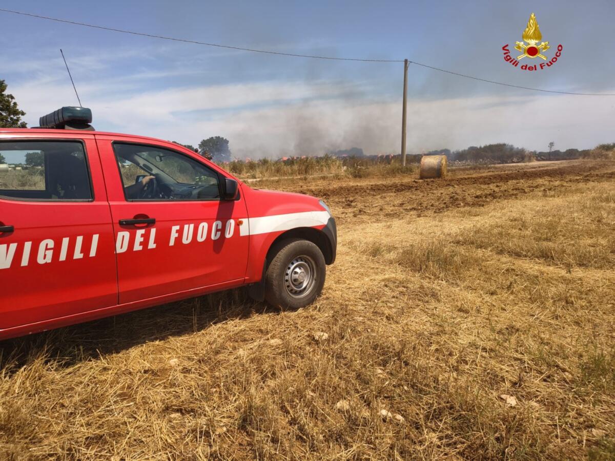 Vasto incendio nelle campagne di Acquaviva, rotoballe in fiamme: paura per un’azienda agricola – FOTO Vasto incendio nelle campagne di Acquaviva, rotoballe in fiamme: paura per un’azienda agricola – FOTO