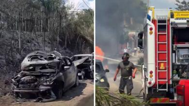 Fiamme a Marina di Pulsano, incendio in un terreno privato: distrutte le auto, bagnanti in fuga