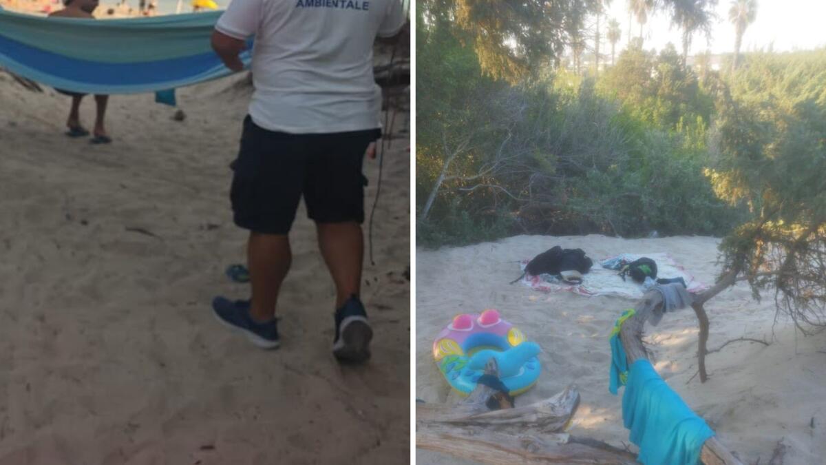 Porto Cesareo, le dune trasformate in un vero e proprio accampamento: multati due turisti Porto Cesareo, le dune trasformate in un vero e proprio accampamento: multati due turisti