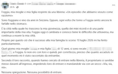 Foggia, una donna e sua figlia allontanate da una libreria: «Perché avevano la pelle scura»
