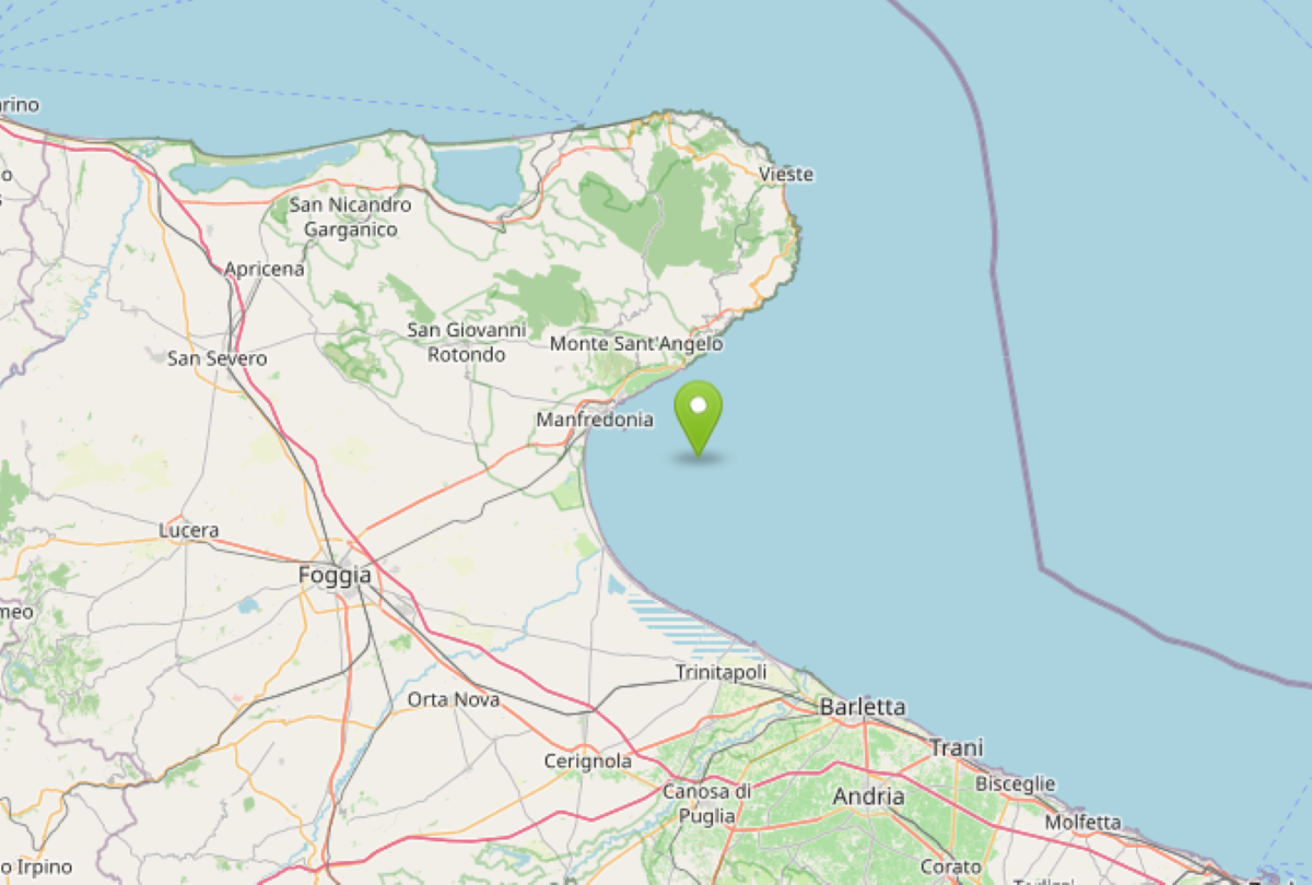 Terremoto nel Golfo di Manfredonia, scossa di magnitudo 3.2: è la seconda in poche ore Terremoto nel Golfo di Manfredonia, scossa di magnitudo 3.2: è la seconda in poche ore