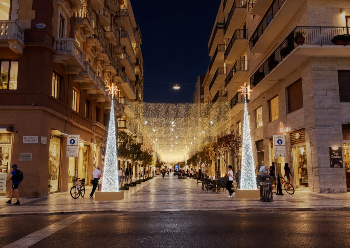 Bari, via all’installazione di addobbi e luminarie per Natale: ecco come cambia la città per le feste – FOTO