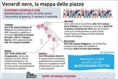 Mobilitazione generale in oltre 50 città contro il carovita e le armi: l’Italia si ferma tra cortei e blocchi