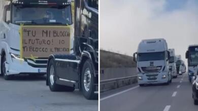Autotrasportatori in corteo da Altamura a Bari: «Voi bloccate il futuro, noi il presente»
