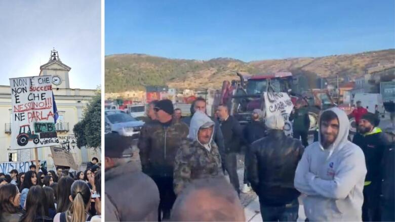 studenti e agricoltori in protesta