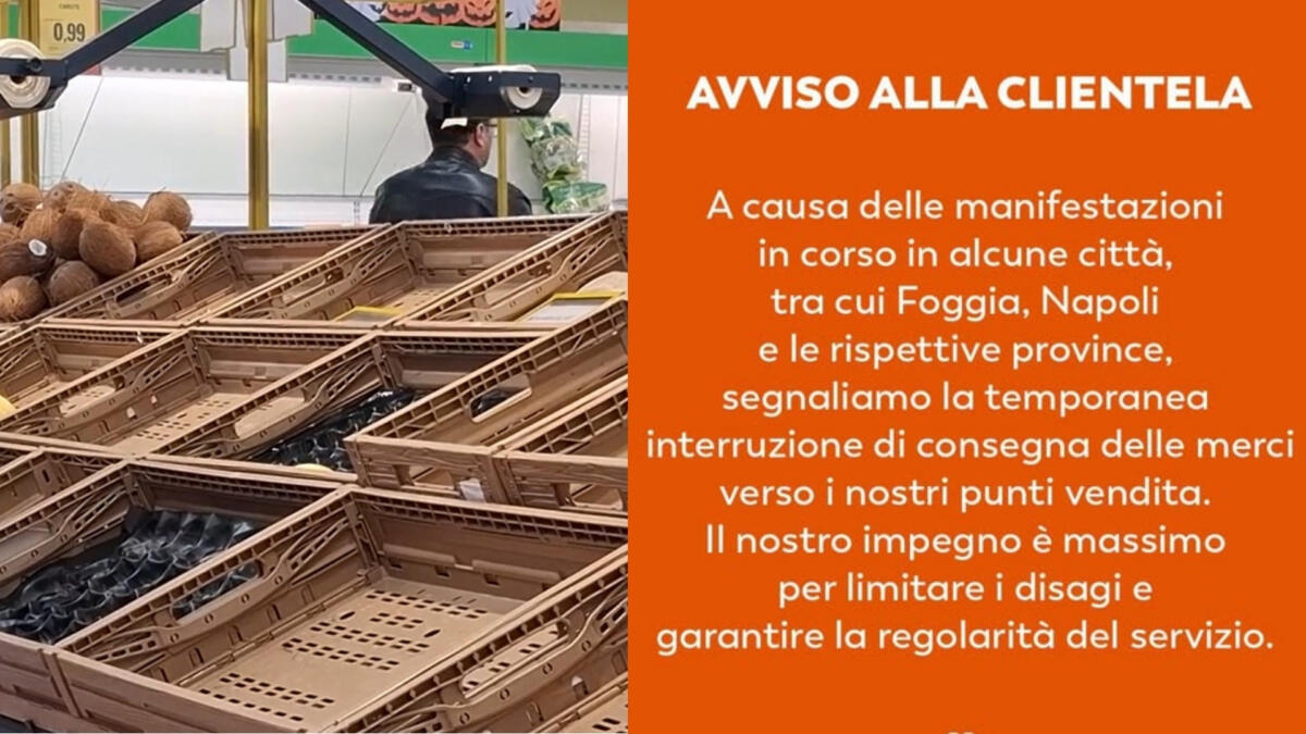 Sciopero dei tir, supermercati a secco in Puglia: scaffali vuoti e merce fresca introvabile Sciopero dei tir, supermercati a secco in Puglia: scaffali vuoti e merce fresca introvabile